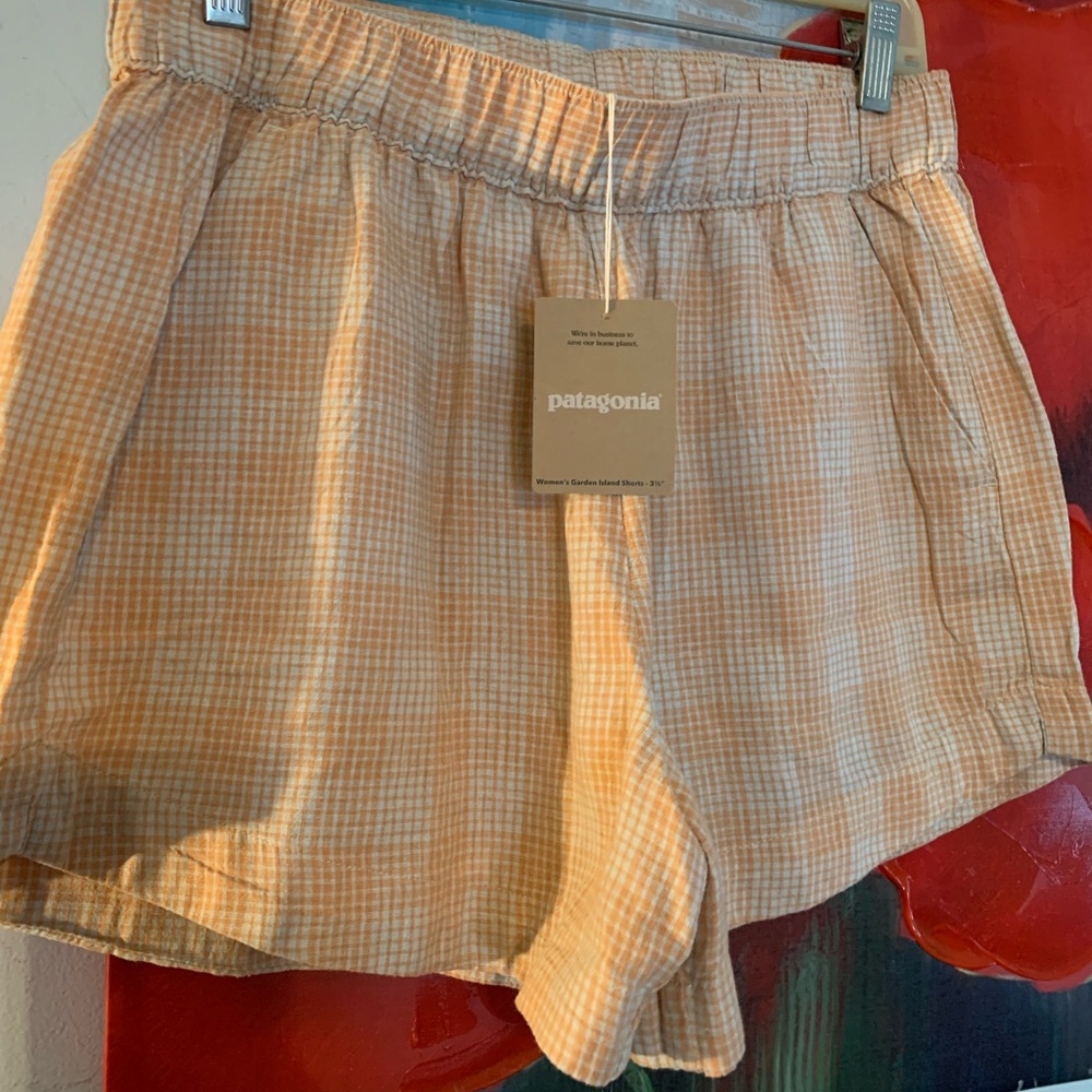 New Patagonia Women’s Garden Island Hemp Blend Shorts Size Medium M NWT Orange